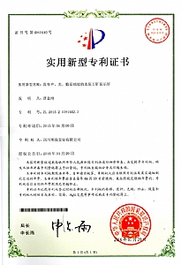 Utility model patent certificate for "Water pump industrial and mining display with sound, light and digital display functions"